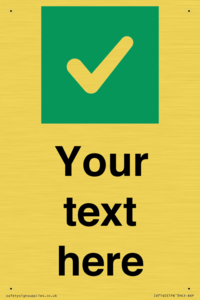 Custom plain background, green square with tick sign